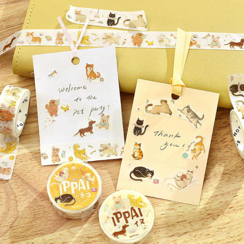 BGM 15mm Foil Stamp Washi Tapes "IPPAI" Lots of cats | Papermind Shop
