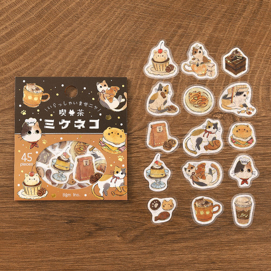 BGM Foil-stamped Flake Stickers "Welcome Meow!" - Cafe Mikeneko | Papermind Shop