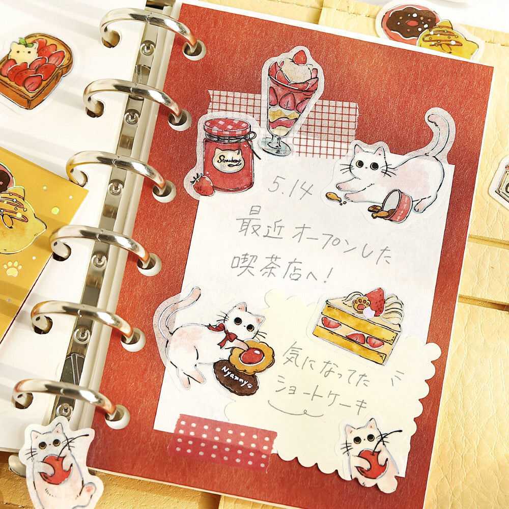 BGM Foil-stamped Flake Stickers "Welcome Meow!" - Shiro Neko Cafe