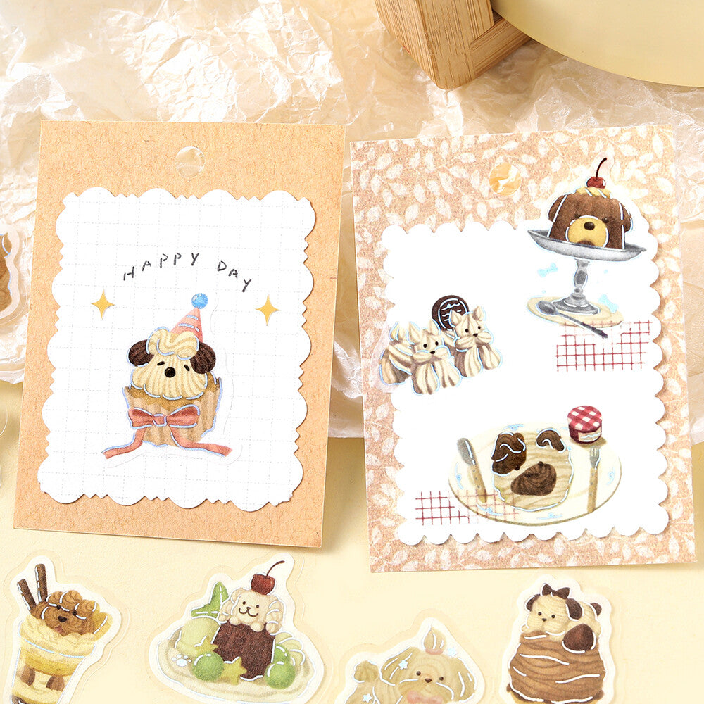 BGM Flake Stickers Foil Stamped "Fuwafuwa Fluffy Animals Vol.2" - Whipped Cream Dog