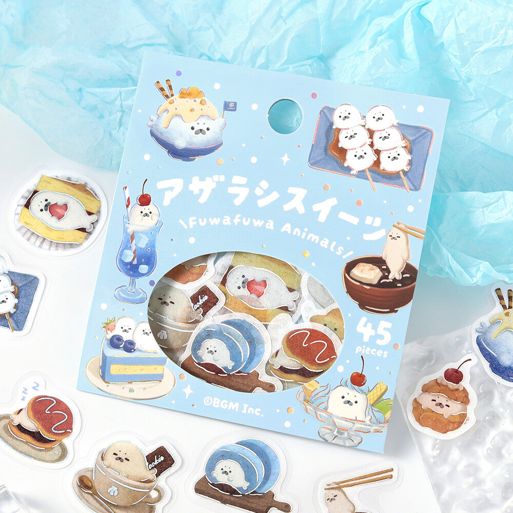 BGM Flake Stickers Foil Stamped "Fuwafuwa Fluffy Animals Vol.2" - Seal Sweets | Papermind Shop