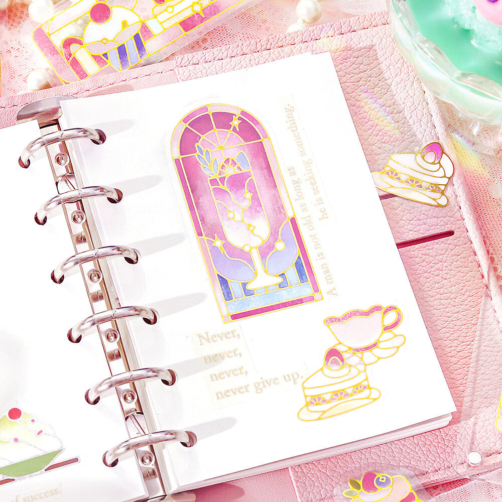 BGM Foil Stamp Clear Stickers Café à la Mode Stained Glass Red