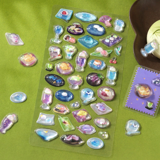 BGM Sticker Sheet - Sparkling 3D Sticker Cafe A La Mode Elegance | Papermind Shop