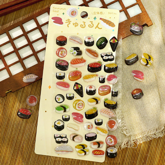 BGM Sticker Sheet - Sparkling 3D Sticker Japanese Sushi | Papermind Shop