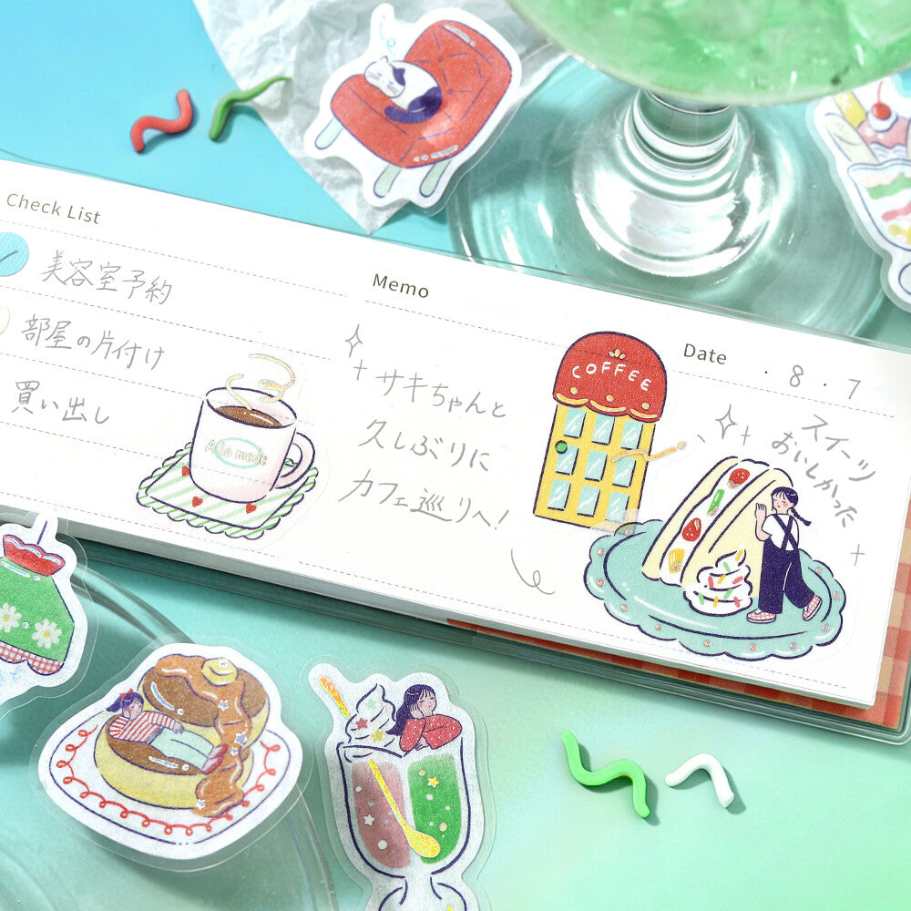 BGM Foil-stamped Flake Stickers Cafe A La Mode - Fancy Retro