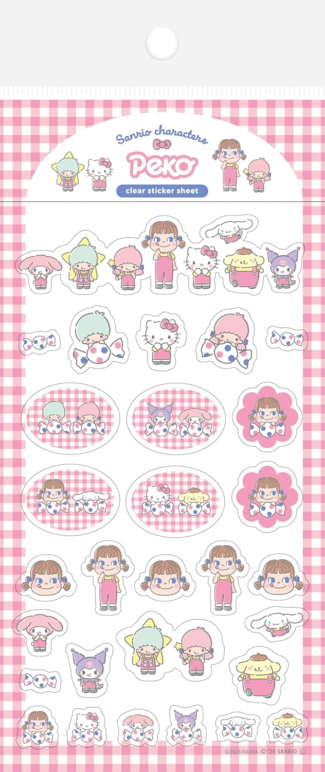 Sanrio x PEKO Sticker Sheet - Pink Checker | Papermind Shop