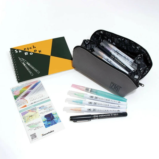 Kuretake Real Brush Special Illustration Set with 22 Colors and Pouch