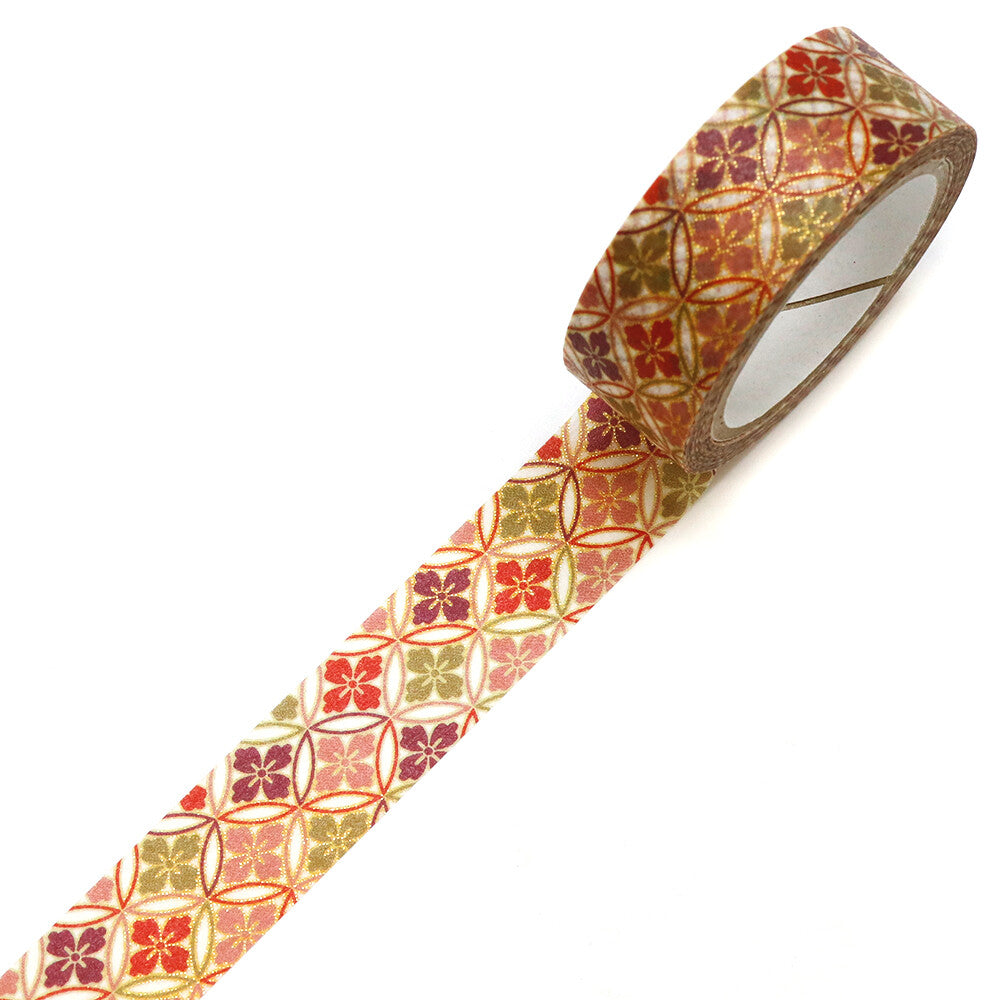 Kamiiso Sansyo 15mm Washi Tape - Kimono Shippo Hanabishi Pattern | Papermind Shop