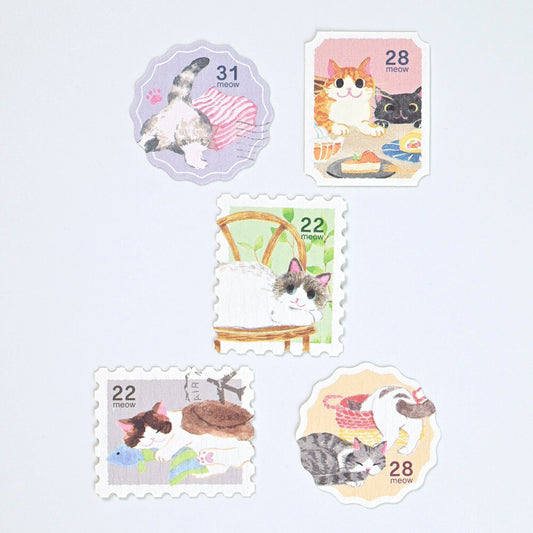 NB Co Nekorobi Flake Stickers - Cats Lying down Stamp Style