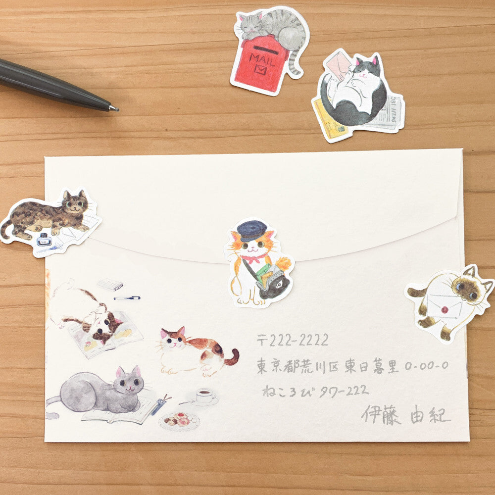 NB Co Nekorobi Flake Stickers - Cats Lying down Letter Style