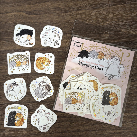 Seal Do Printing Flake Stickers - Sparkling Sleeping Cats