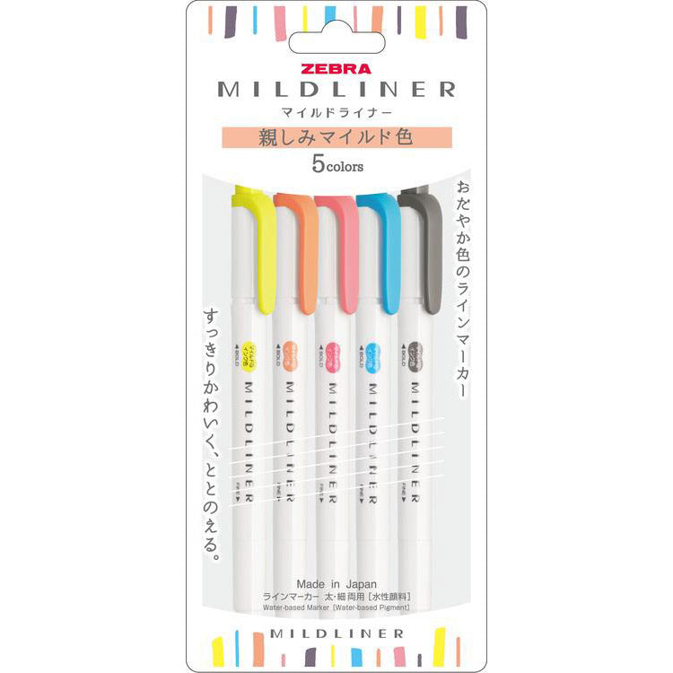 Zebra Mildliner Double-Sided Highlighter 5 Color Set - Friendly Mild | Papermind Shop
