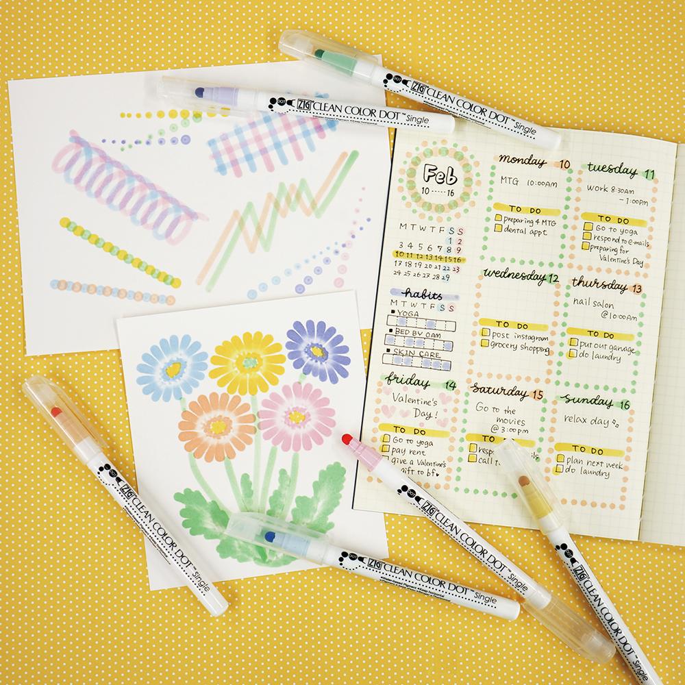 Kuretake Zig Clean Color Dot Dual Tip Marker Pens 12 Color Set