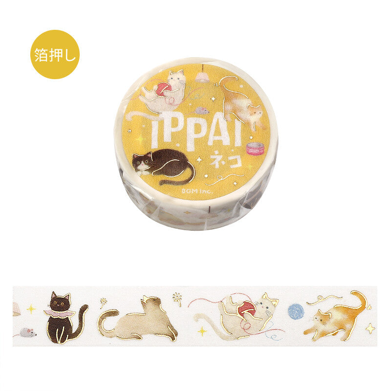 BGM 15mm Foil Stamp Washi Tapes "IPPAI" Lots of cats | Papermind Shop