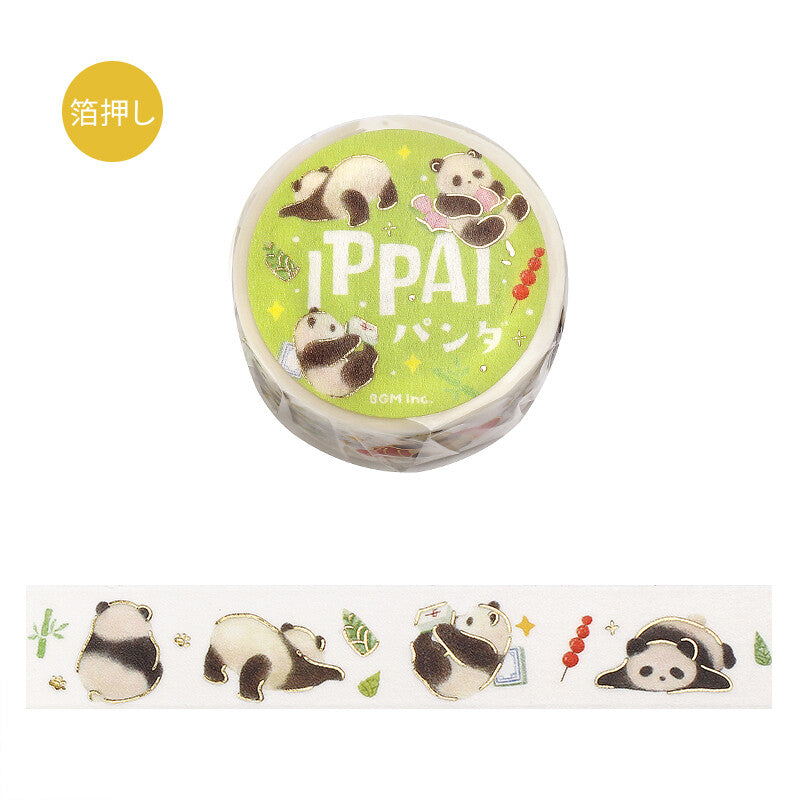 BGM 15mm Foil Stamp Washi Tapes "IPPAI" Lots of Panda