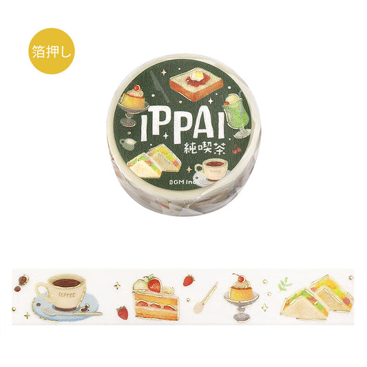 BGM 15mm Foil Stamp Washi Tapes "IPPAI" Full of Cafes | Papermind Shop