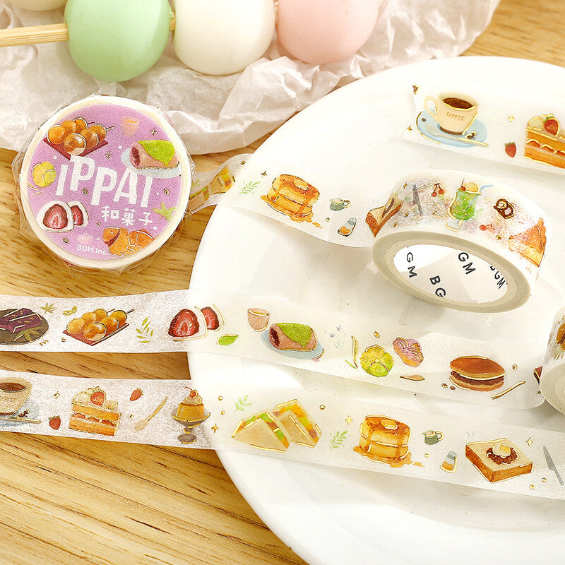 BGM 15mm Foil Stamp Washi Tapes "IPPAI" Full of Japanese Sweets | Papermind Shop