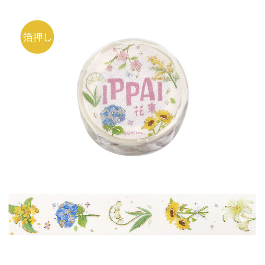 BGM 15mm Foil Stamp Washi Tapes "IPPAI" A Bouquet Full of Flowers  | papermindstationery.com
