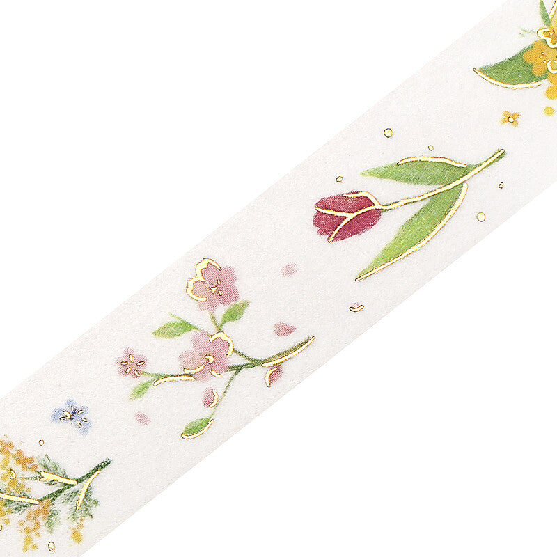 BGM 15mm Foil Stamp Washi Tapes "IPPAI" A Bouquet Full of Flowers  | papermindstationery.com