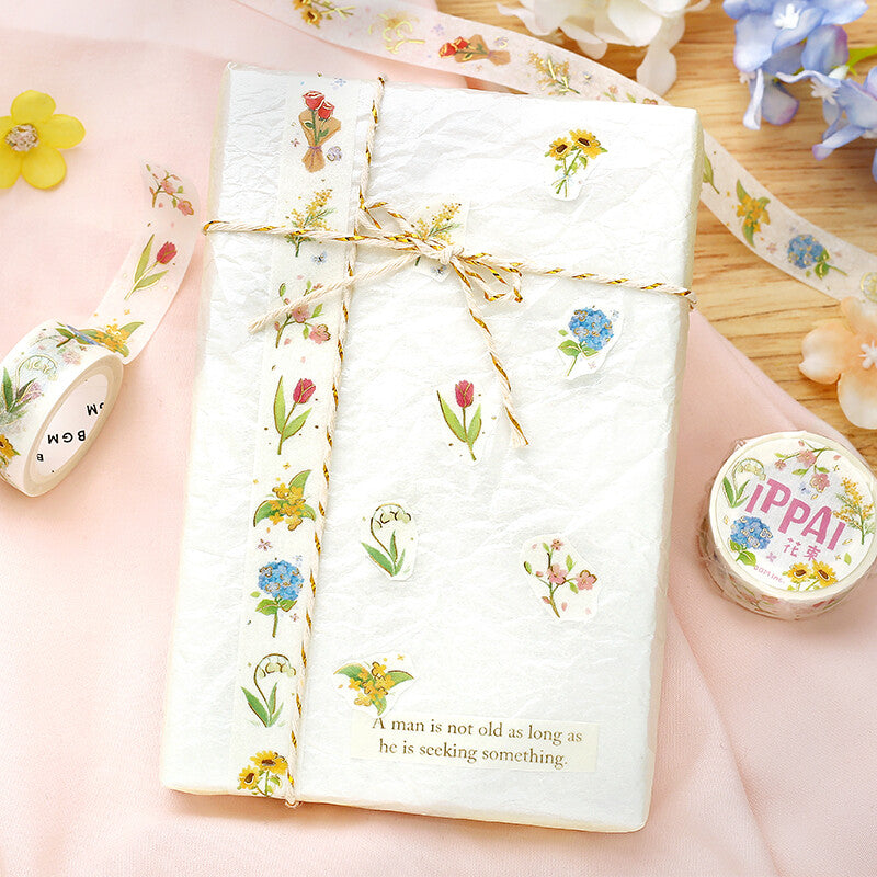 BGM 15mm Foil Stamp Washi Tapes "IPPAI" A Bouquet Full of Flowers  | papermindstationery.com