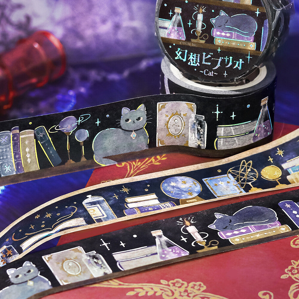 BGM 20mm Foil Stamp Washi Tapes "Fantasy Biblio" Cat  | papermindstationery.com