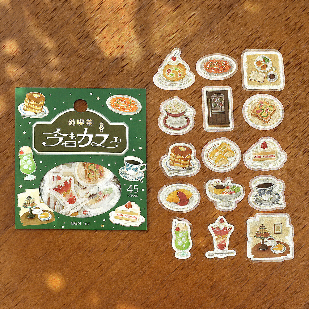 BGM Washi Flake Stickers Foil Stamp "Today's Cafe" Pure Café | Papermind Shop
