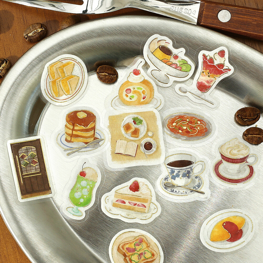 BGM Washi Flake Stickers Foil Stamp "Today's Cafe" Pure Café | Papermind Shop