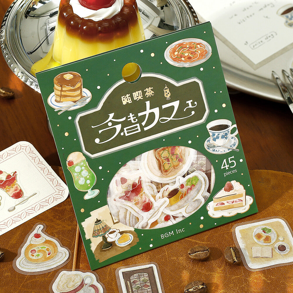 BGM Washi Flake Stickers Foil Stamp "Today's Cafe" Pure Café