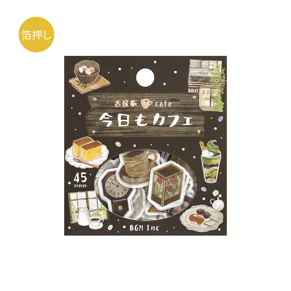 BGM Washi Flake Stickers Foil Stamp "Today's Cafe" Old House | Papermind Shop