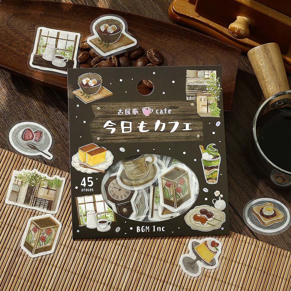 BGM Washi Flake Stickers Foil Stamp "Today's Cafe" Old House