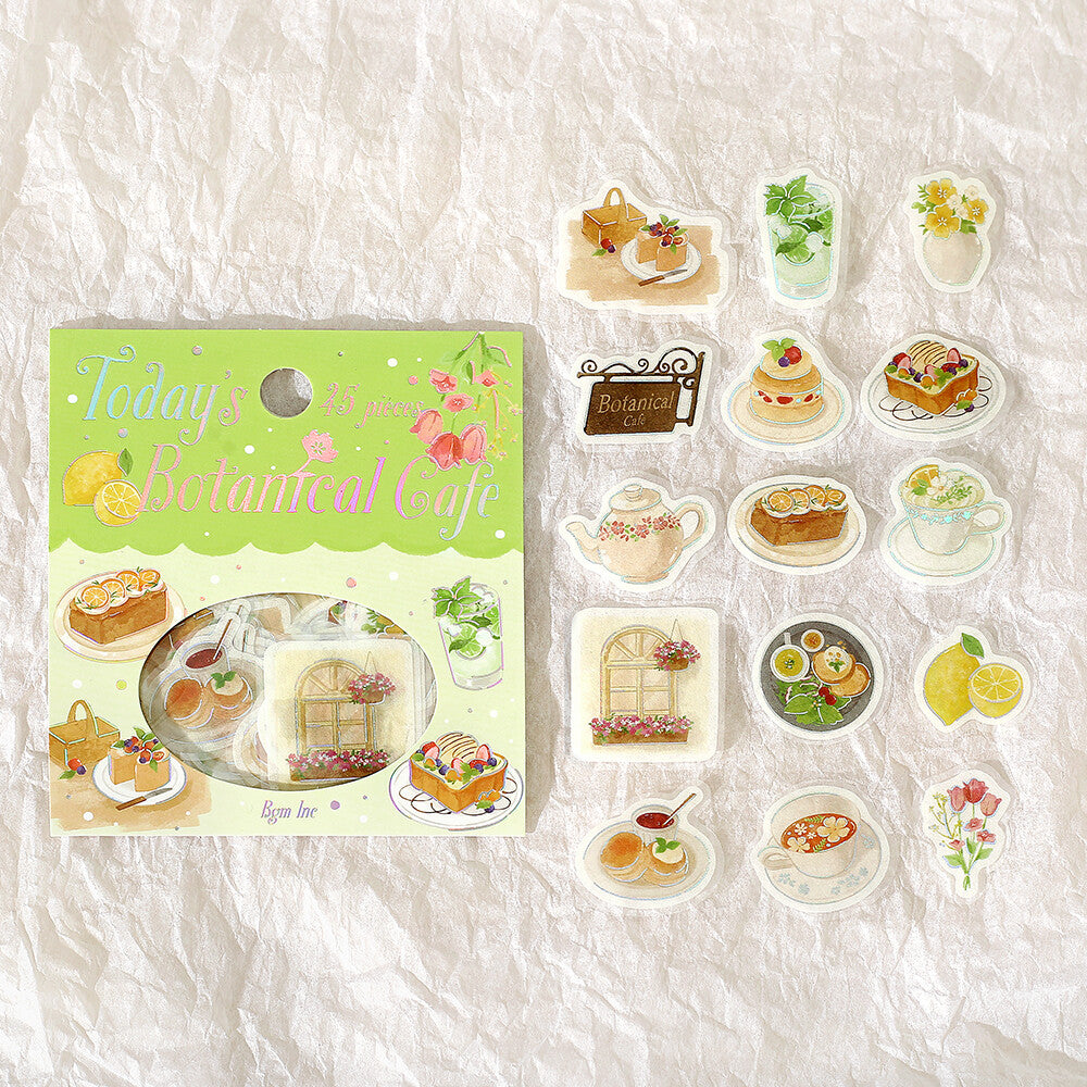 BGM Washi Flake Stickers Foil Stamp "Today's Cafe" Botanicals | Papermind Shop