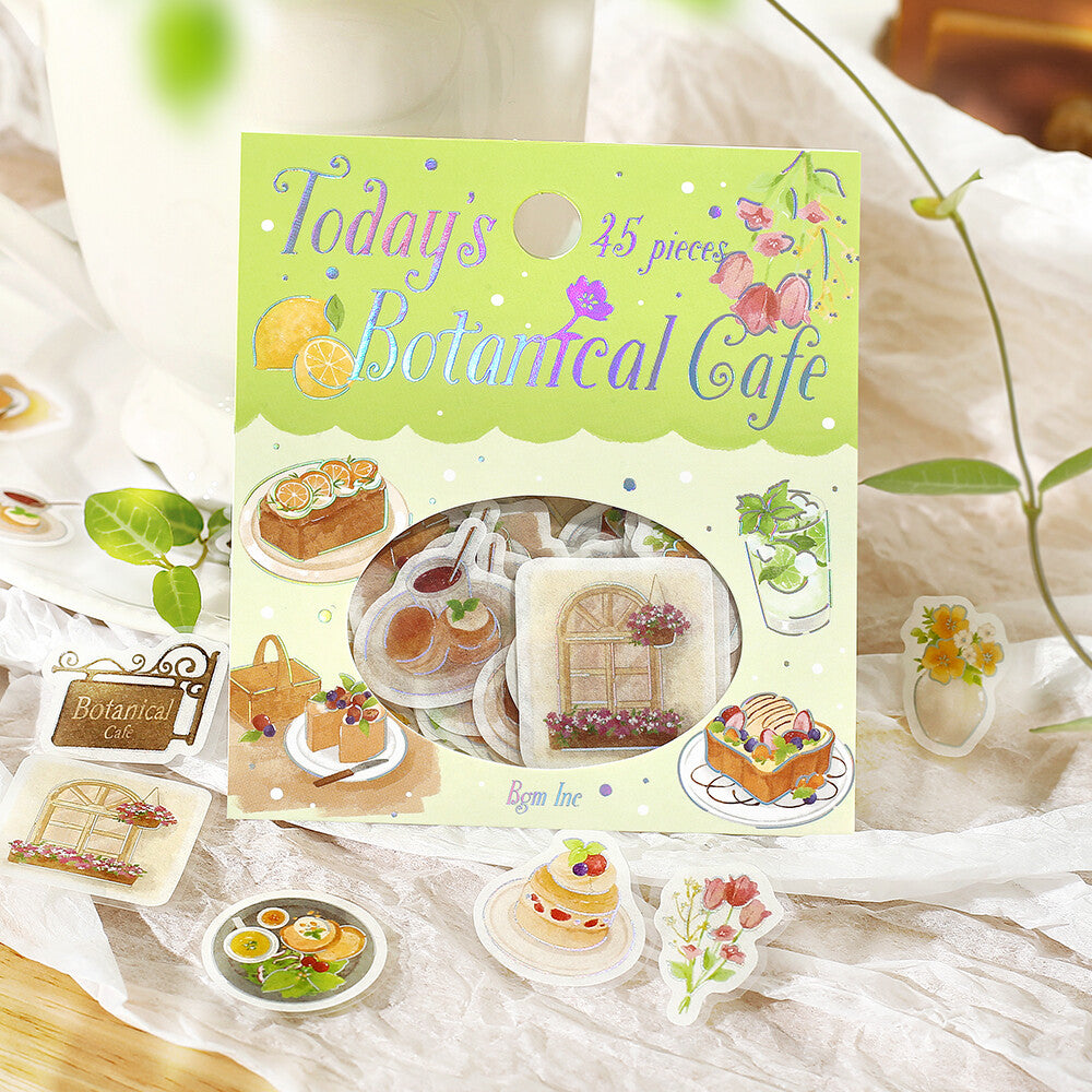 BGM Washi Flake Stickers Foil Stamp "Today's Cafe" Botanicals