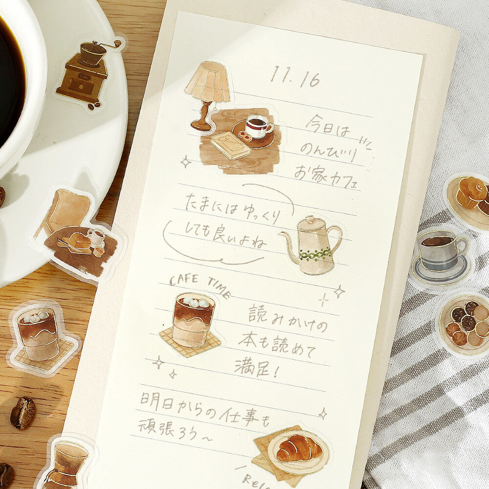 BGM Washi Flake Stickers Foil Stamp "Today's Cafe" Home Café