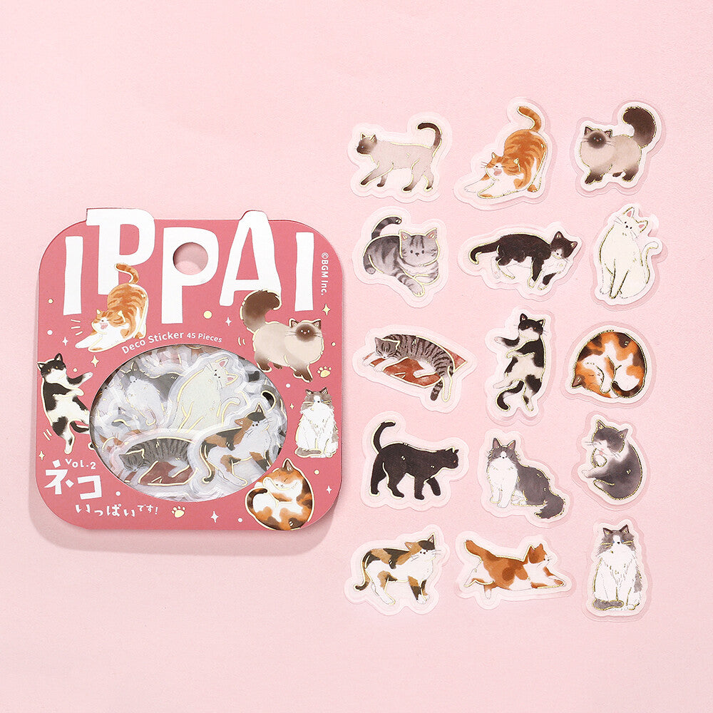 BGM Foil-stamped Flake Stickers "IPPAI" Lots of Cats Vol. 2