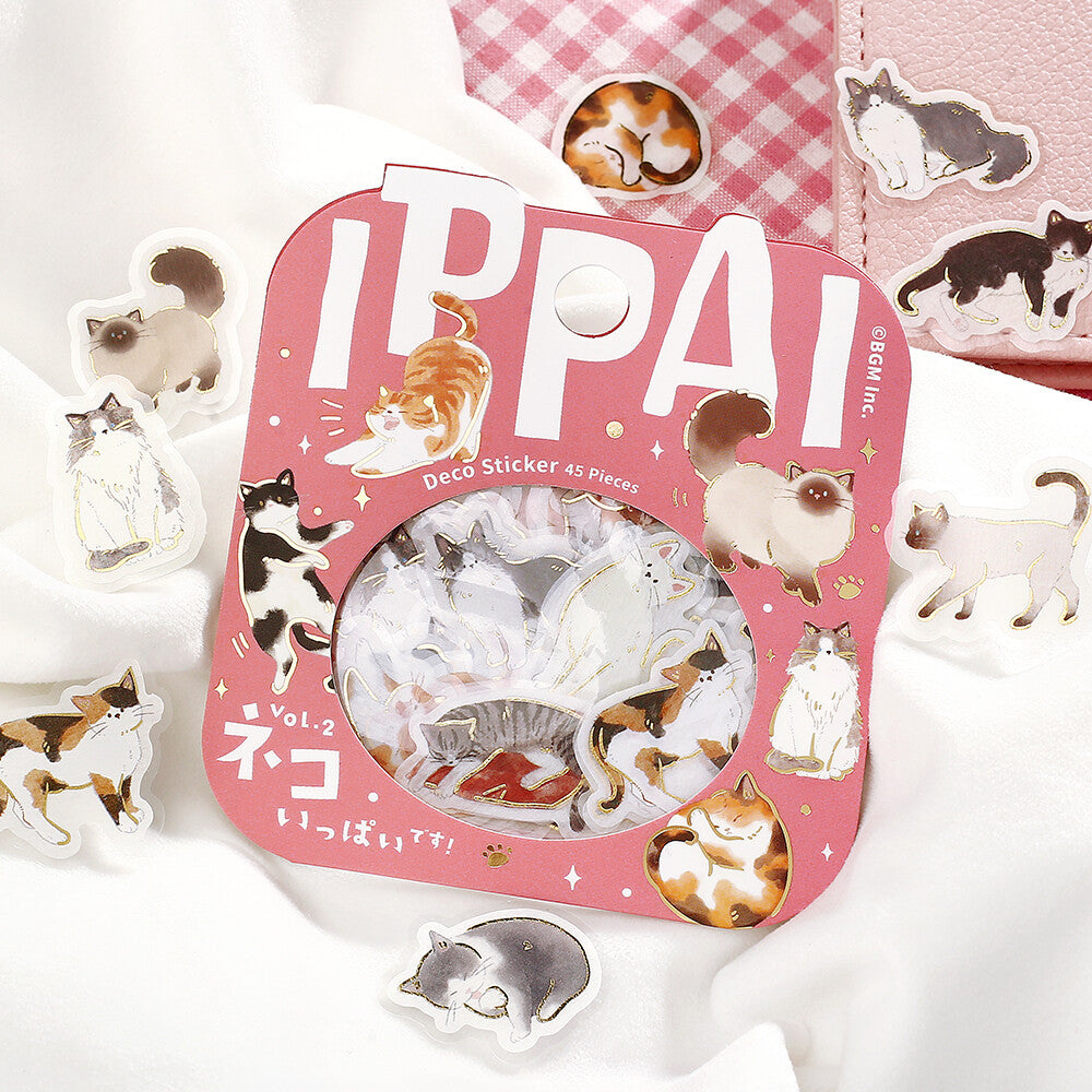 BGM Foil-stamped Flake Stickers "IPPAI" Lots of Cats Vol. 2