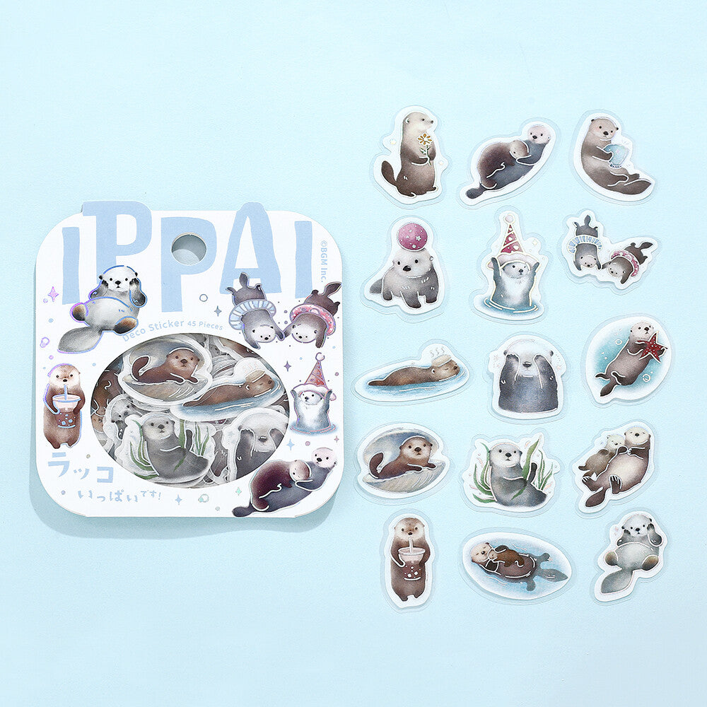 BGM Foil-stamped Flake Stickers "IPPAI" Lots of Otters