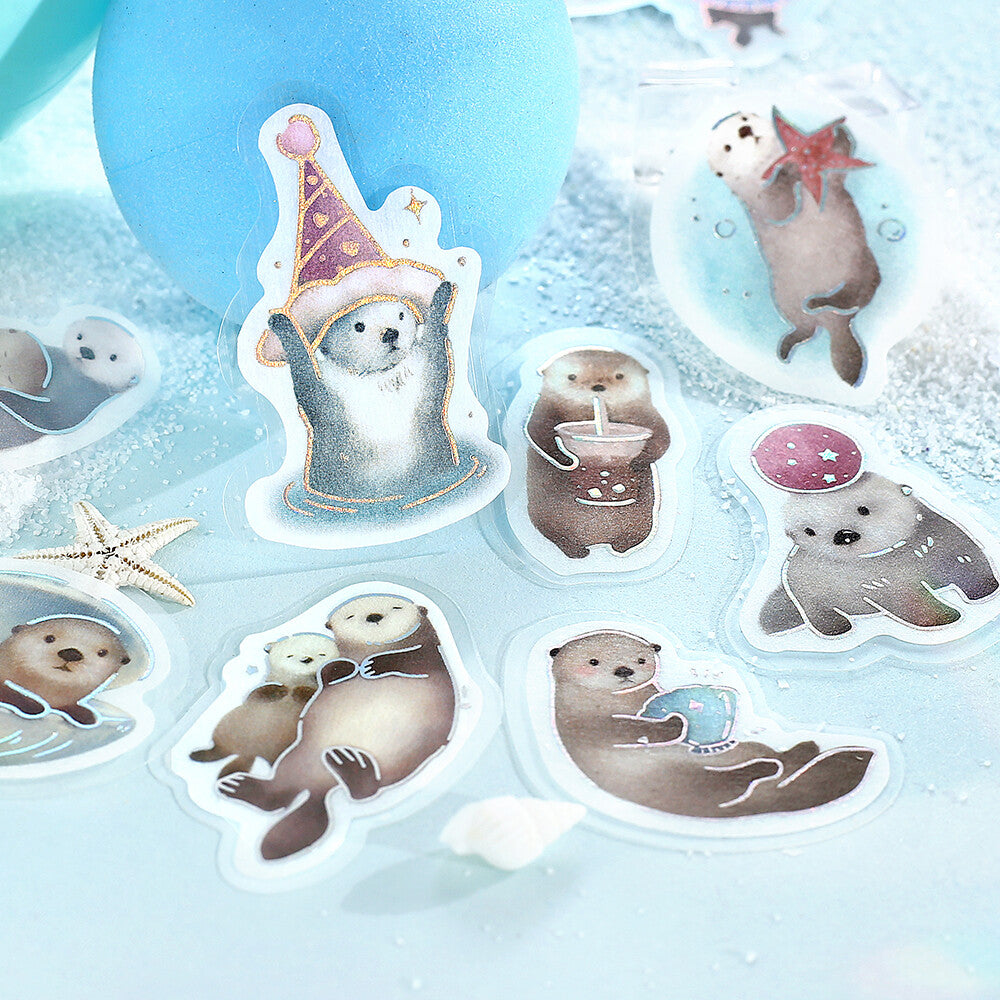 BGM Foil-stamped Flake Stickers "IPPAI" Lots of Otters