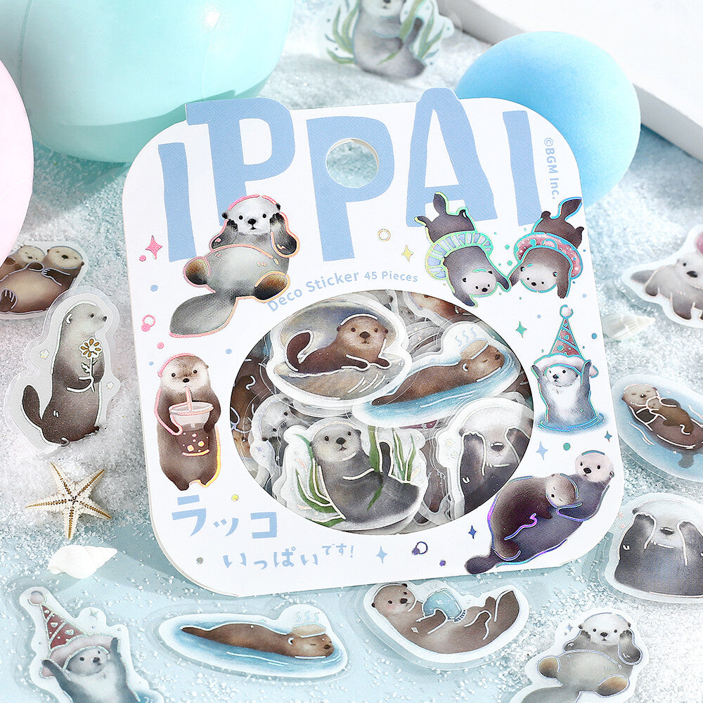 BGM Foil-stamped Flake Stickers "IPPAI" Lots of Otters