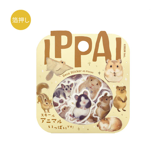 BGM Foil-stamped Flake Stickers "IPPAI" Lots of Small Animals | Papermind Stationery