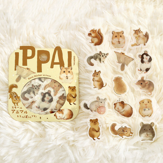 BGM Foil-stamped Flake Stickers "IPPAI" Lots of Small Animals