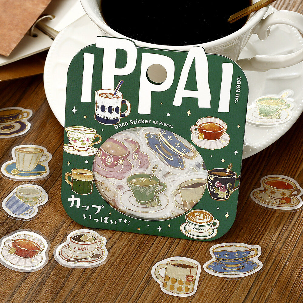 BGM Foil-stamped Flake Stickers "IPPAI" Lots of Cups