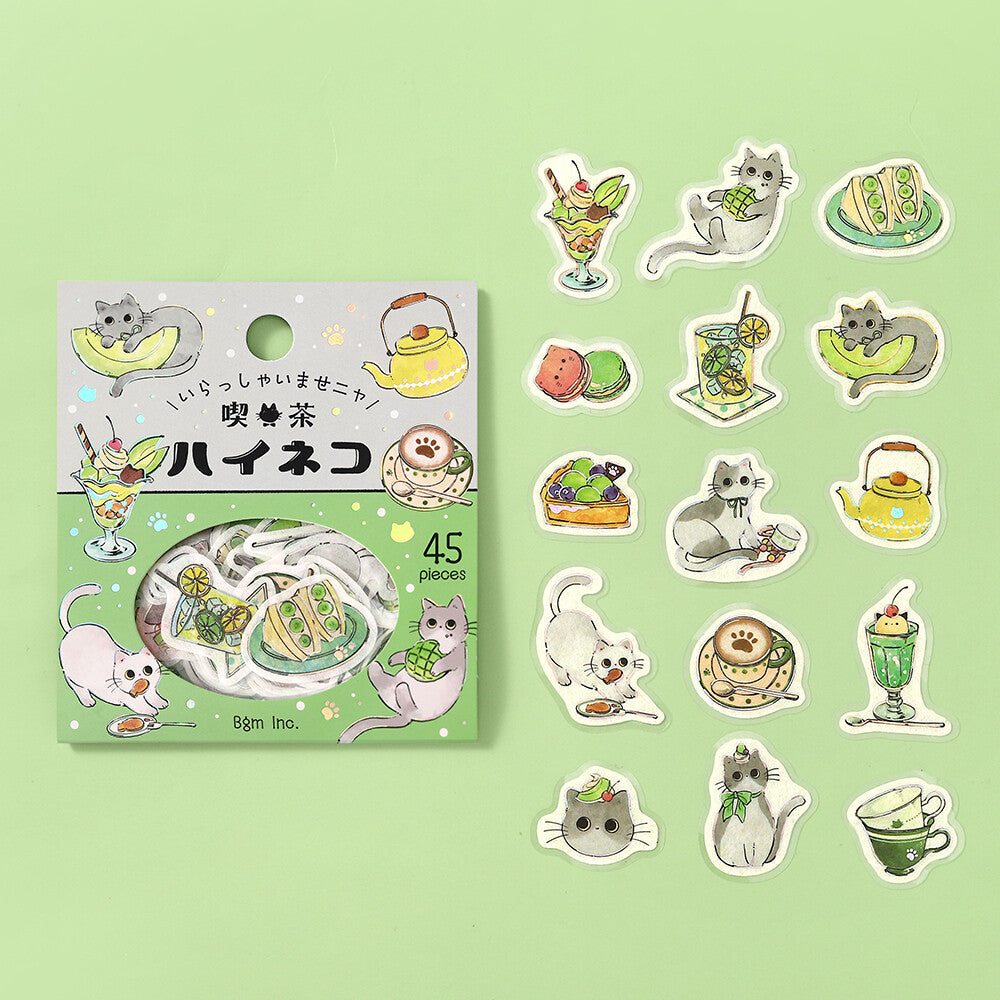 BGM Foil-stamped Flake Stickers "Welcome Meow!" - Cafe High Neko | Papermind Shop