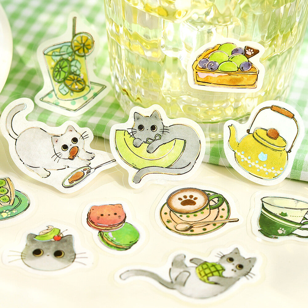 BGM Foil-stamped Flake Stickers "Welcome Meow!" - Cafe High Neko | Papermind Shop