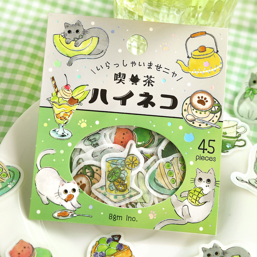 BGM Foil-stamped Flake Stickers "Welcome Meow!" - Cafe High Neko