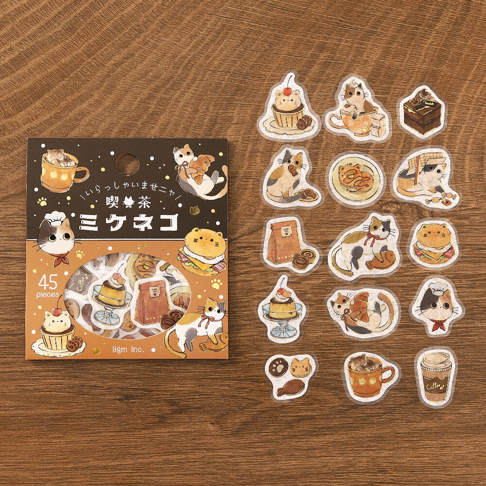 BGM Foil-stamped Flake Stickers "Welcome Meow!" - Cafe Mikeneko | Papermind Shop