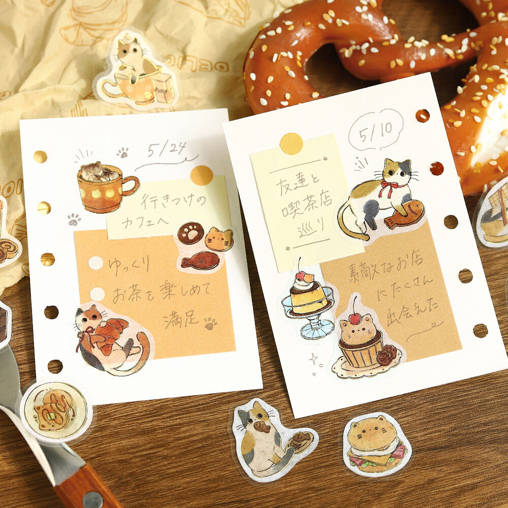 BGM Foil-stamped Flake Stickers "Welcome Meow!" - Cafe Mikeneko