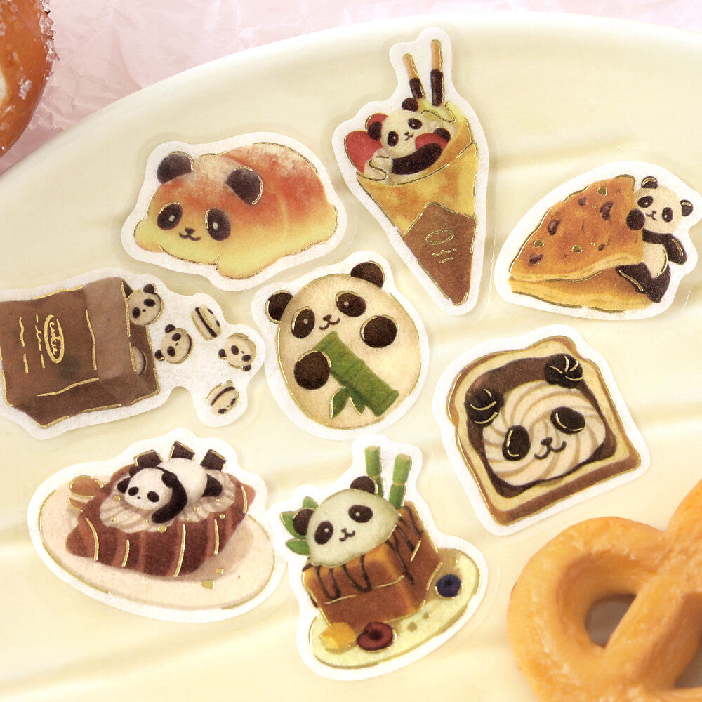 BGM Flake Stickers Foil Stamped "Fuwafuwa Fluffy Animals Vol.2" - Panda Bread | Papermind Shop