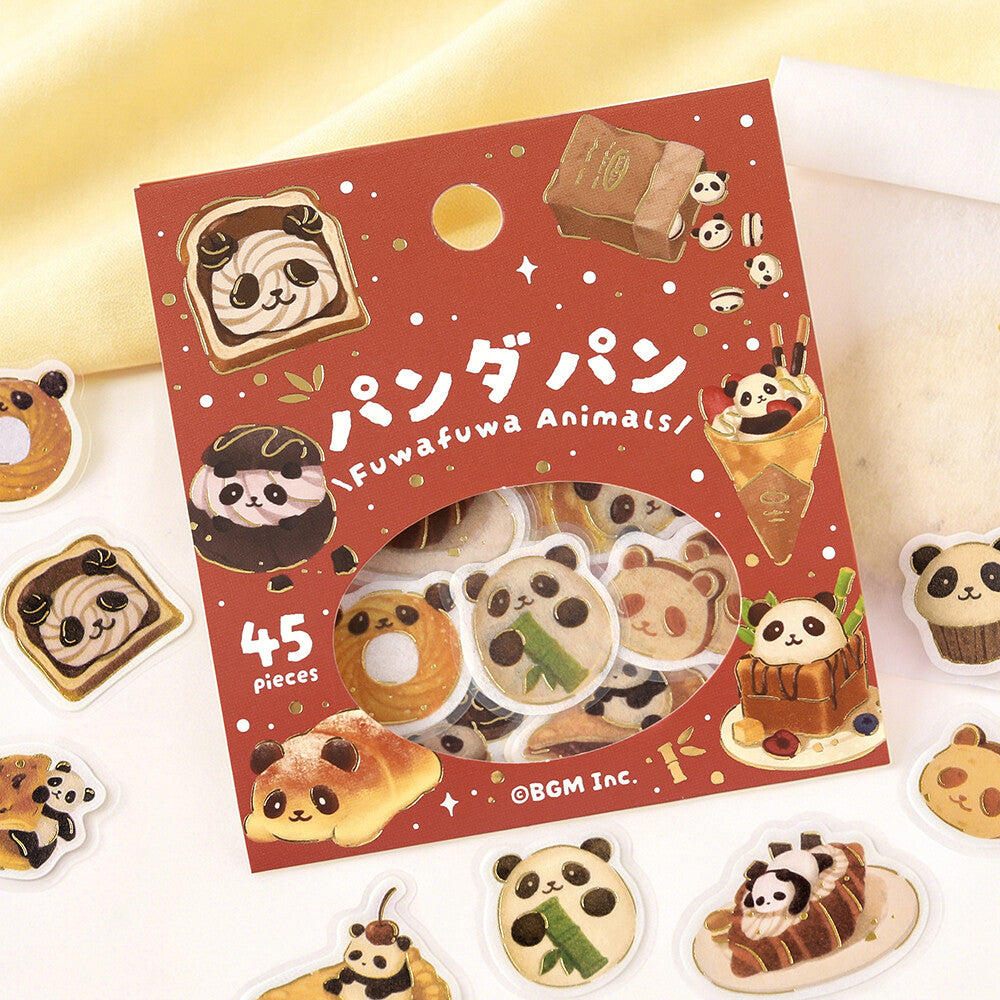 BGM Flake Stickers Foil Stamped "Fuwafuwa Fluffy Animals Vol.2" - Panda Bread