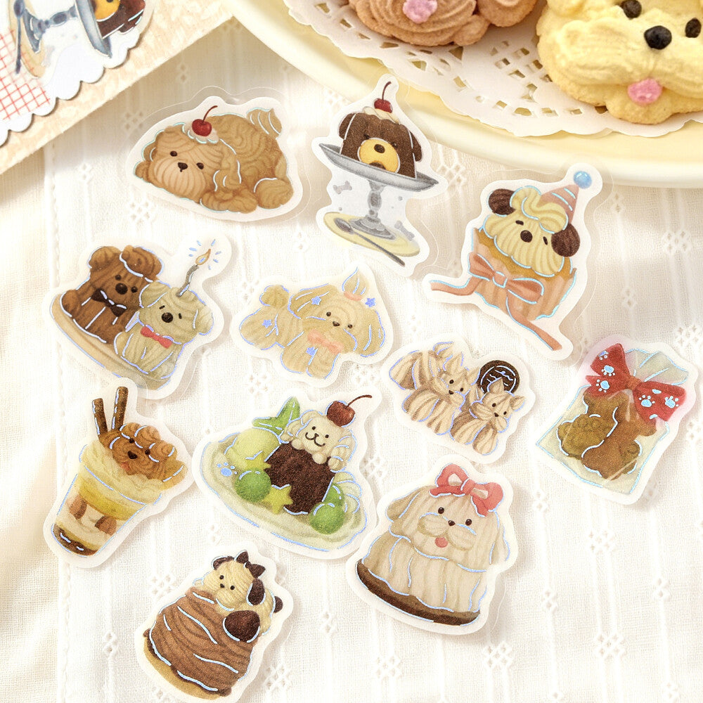 BGM Flake Stickers Foil Stamped "Fuwafuwa Fluffy Animals Vol.2" - Whipped Cream Dog | Papermind Shop