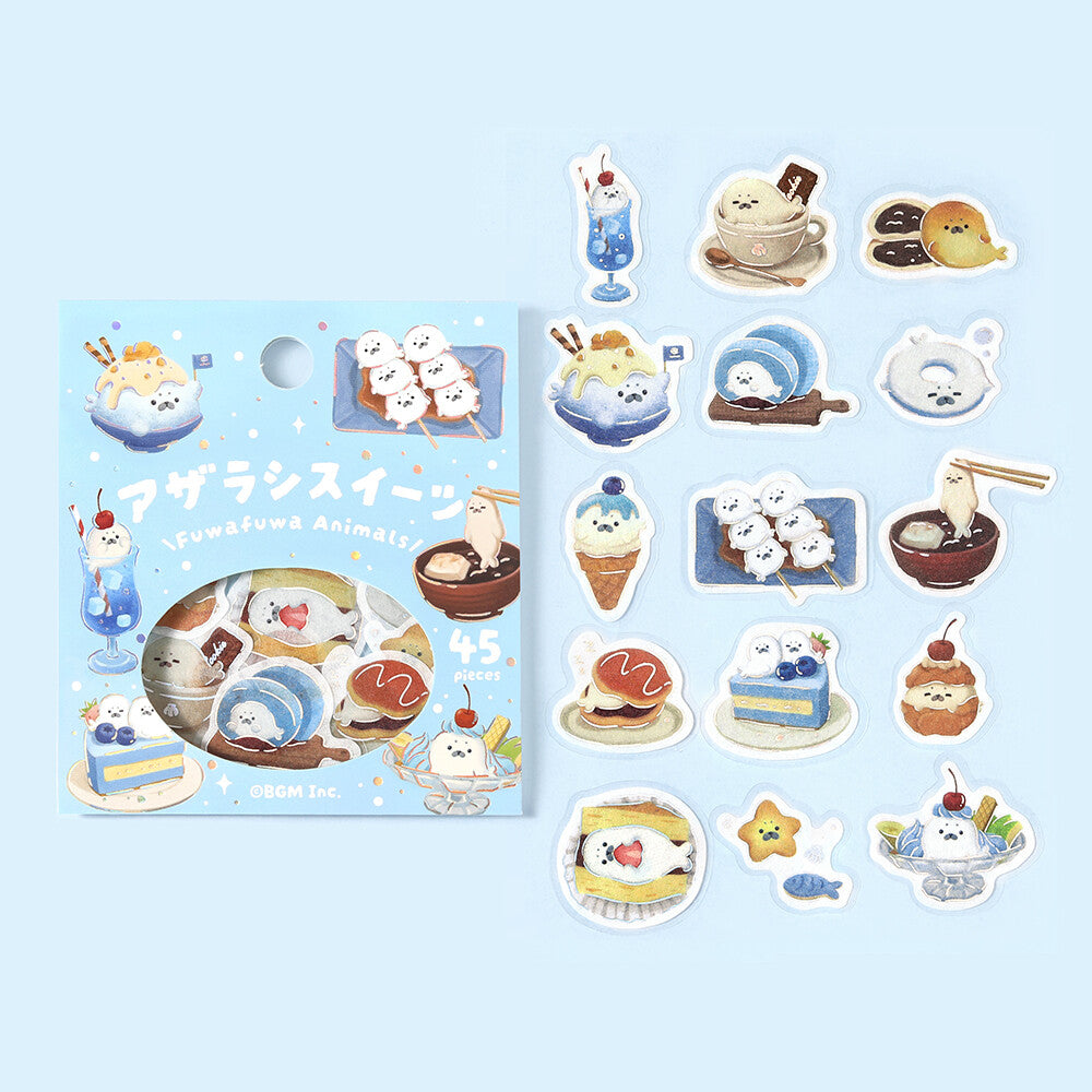 BGM Flake Stickers Foil Stamped "Fuwafuwa Fluffy Animals Vol.2" - Seal Sweets
